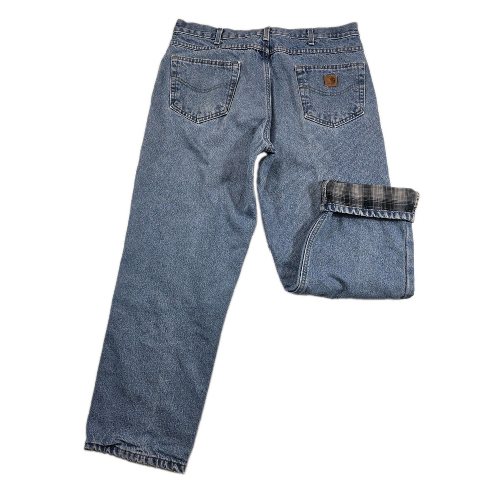 Carhartt B172 DST Relaxed Flannel Lined Jeans Mens 36x30 Blue Denim Workwear